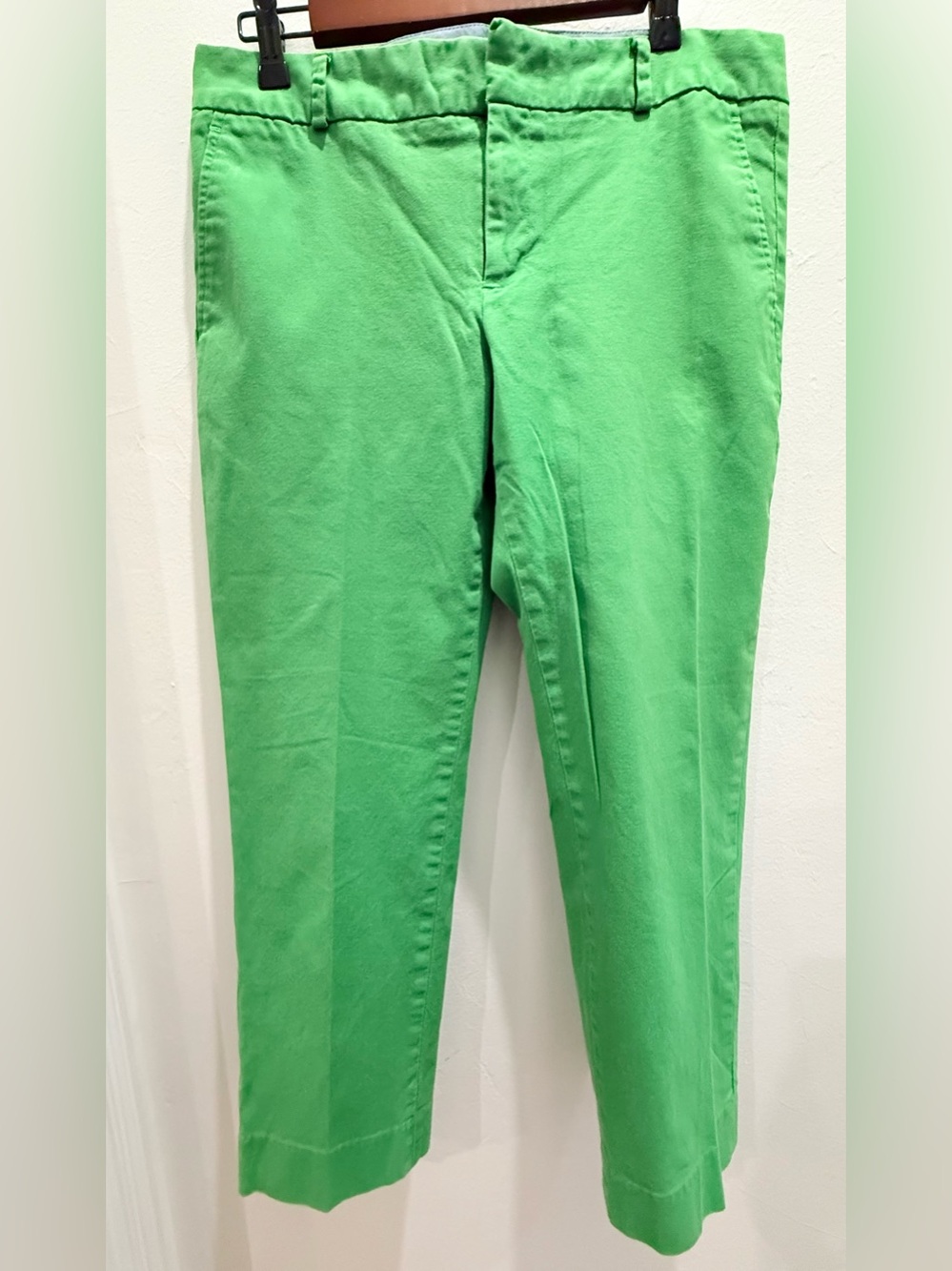 Banana Republic Hampton Fit Green Cropped Pants Size 10 Stretch Ankle Career Cas